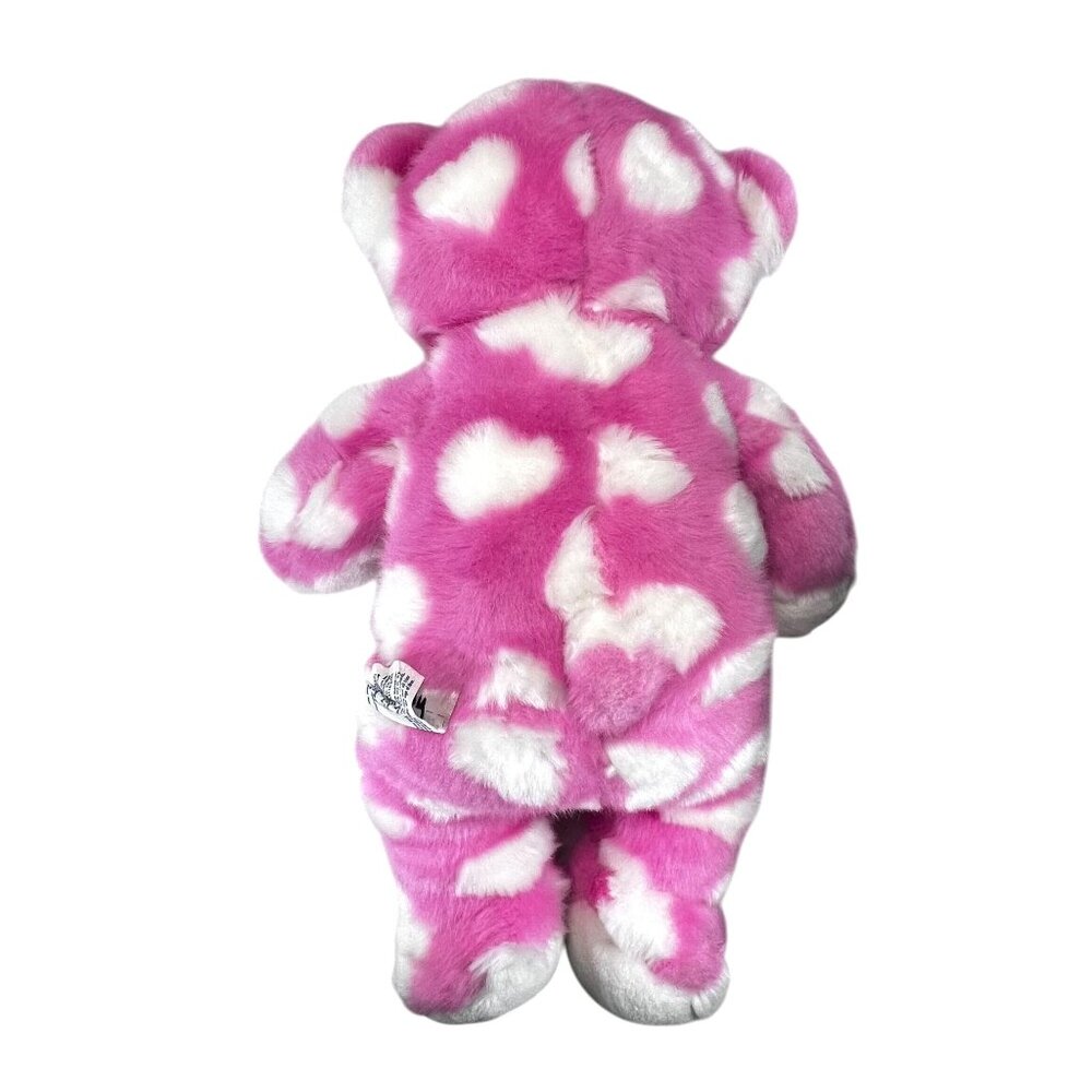 Build A Bear Hug Me Pink White Hearts Teddy Magnetic Paws BAB Plush Stuffed Toy - Picture 4 of 9